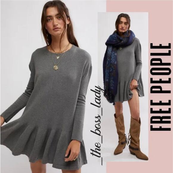 Free People Time On My Side Mini Sweater Dress - Large (New) - Picture 2 of 6